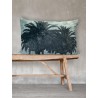 Velvet Cushion Blue Palm 50 x 70 cm