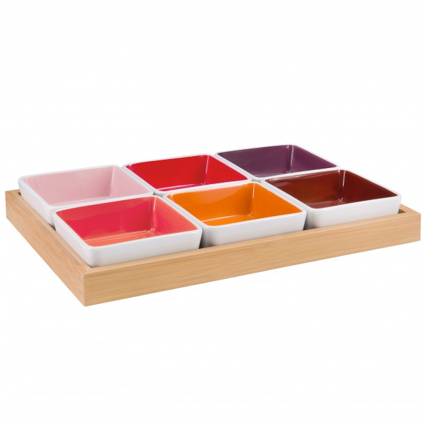 Plateau et bols lot de 6 multicolore