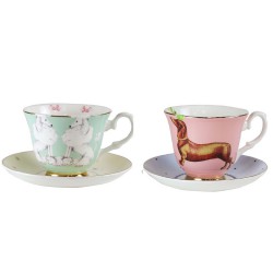 Dachshund and Poodle tea cup set of 2