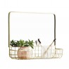 Mirror with shelf in wire