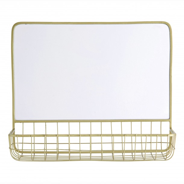 Mirror with shelf in wire