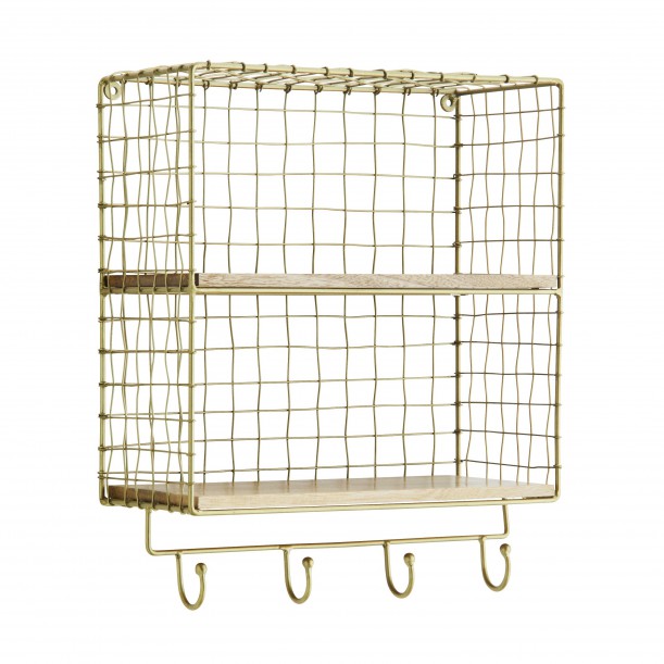 Rack shelf in wire with hooks