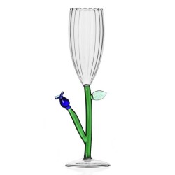 Champagne Flute Blue Flower