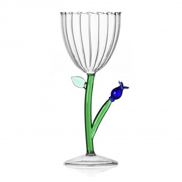 Stemmed Glass Blue Flower