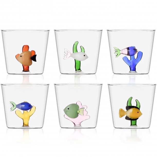 Verres Poisson lot de 6