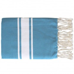 Fouta Tissage Plat Bleu Grec